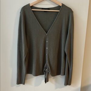 Sanctuary Chelsea Tie Front Olive Green V-Neck Cardigan Women's Size 1X